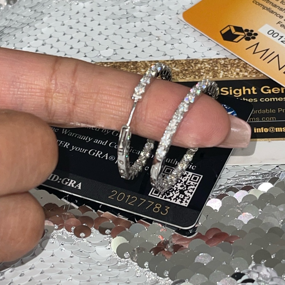 VVS GRA certified moissanite diamond gold vermeil hoops 100% passes diamond test